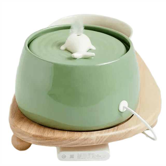 Ceramic Cat Water Fountain USB Charging Automatic Filtration
