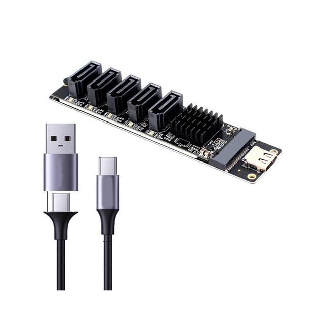 TYPE-C to 5Port SATA3.0 Adapter Card Riser card PC Computer Expansion