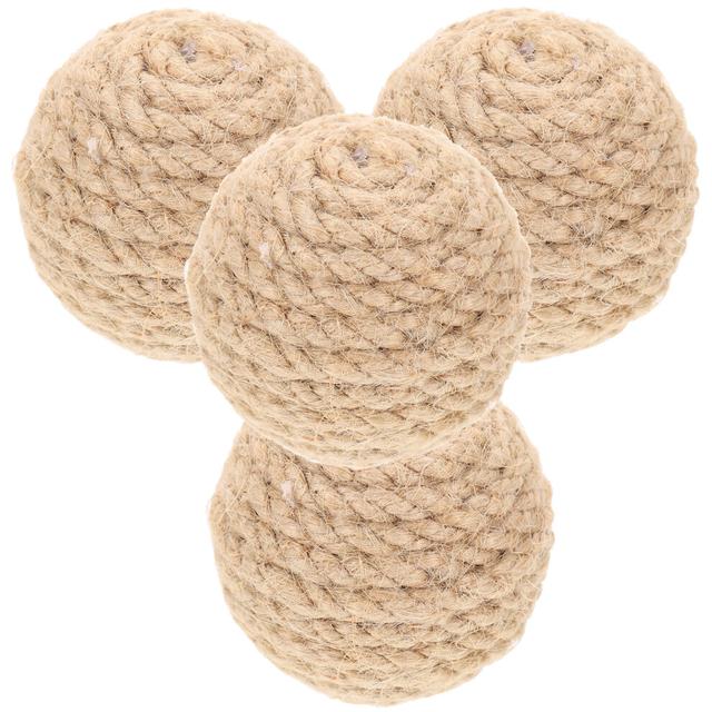 4pcs Cat Toy Interactive Jute Light Brown For Indoor Play