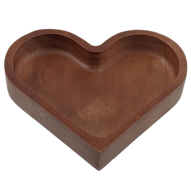 Heart Shaped Dishes For Serving Snacks Brown Pine Wood 1pack
