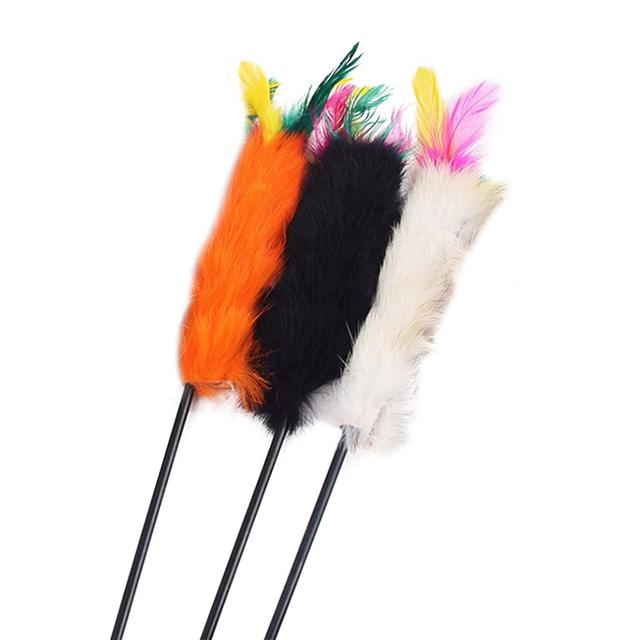 Interactive Cat Toys Teasing Stick Set Rabbit Hair 3pcs