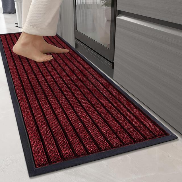 (80 x 150 cm (2.6 ft x 5 ft), Red) Non Slip Rubber Mats-Indoor Outdoor Heavy Duty Water Absorbent Mat for Kitchen, Home & Hallway