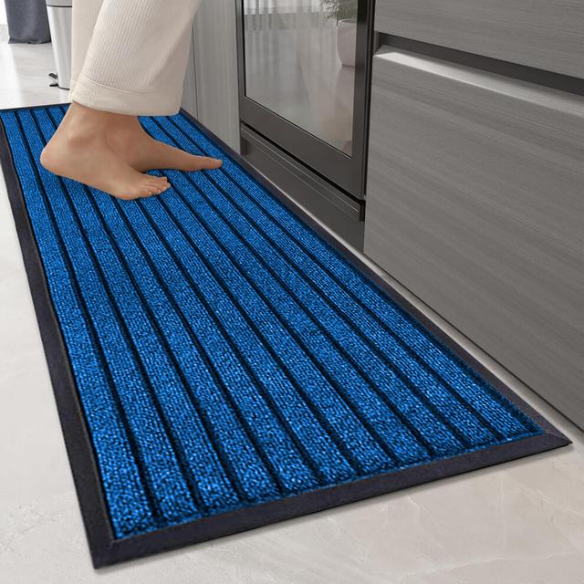 (80 x 150 cm (2.6 ft x 5 ft), Blue) Non Slip Rubber Mats-Indoor Outdoor Heavy Duty Water Absorbent Mat for Kitchen, Home & Hallway