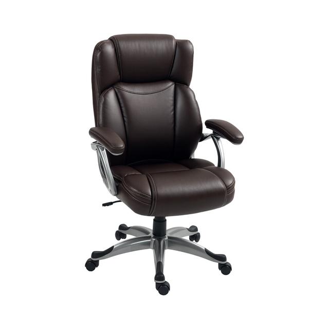 Premium Brown Faux Leather Office Chair 49.5-59cm Height Adjustable Comfortable Desk Chair for Professional Use