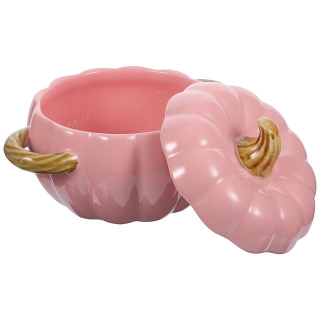Ceramic Pumpkin Bowl with Lid and Double Handles
