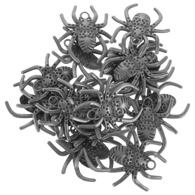 60 Pcs Spider Charms Halloween Alloy Pendants Bath Decor