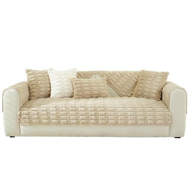 Non-Slip Plush Sofa Covers 110x110CM Thickened Cushion Protectors for Modern Couches Sectionals Living Room Decor Brown