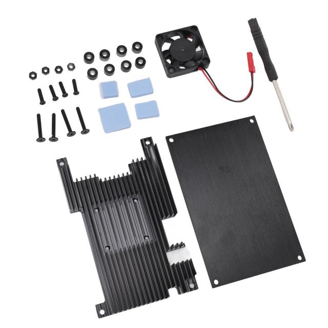 Aluminium Alloy Case with 5V Cooling Fan for Orange Pi 5 5B, 30x30x8mm