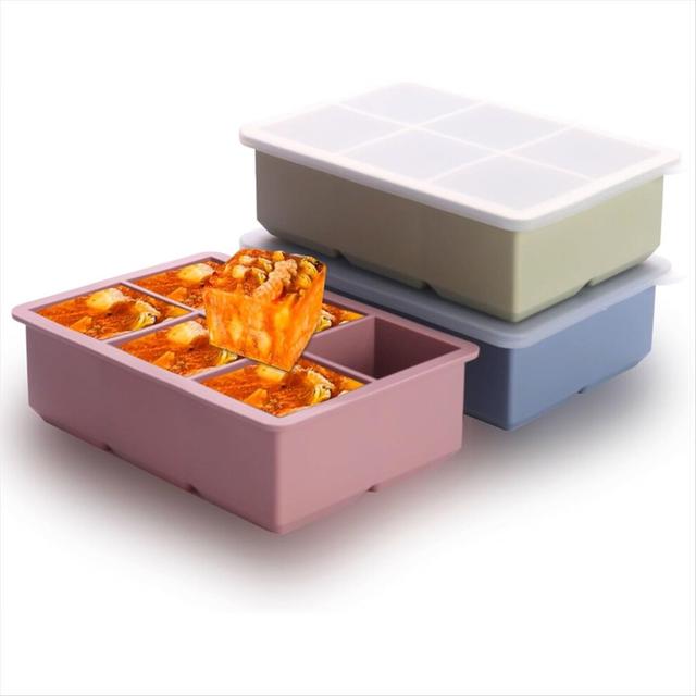 1/2 Cup Silicone Freezer Tray with Lid,Silicone Freezer Molds 3-Pack