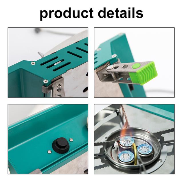 High Power 7kW Camping Stove Portable 3-Cores Gas Burner, Khaki
