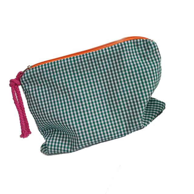 Large Capacity Checkered Makeup Bag with Zipper, Portable Travel Toiletry Organizer