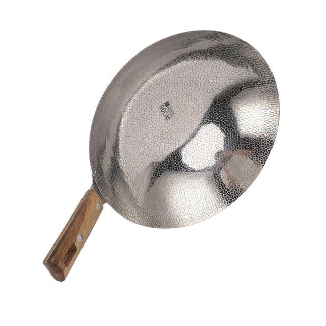 Multi-Functional 30CM Stainless Steel Frying Pan with Wooden Handle