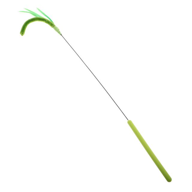 Amusing Cat Wand Engaging Pet Toy Green 1set