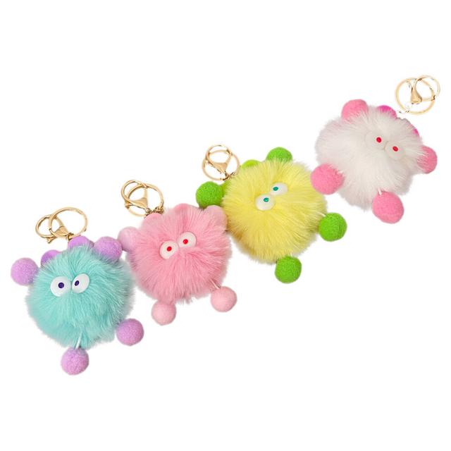 Kawaii Cartoon Keyrings Plush 4pcs 5.7x3x3in Travel Accessory