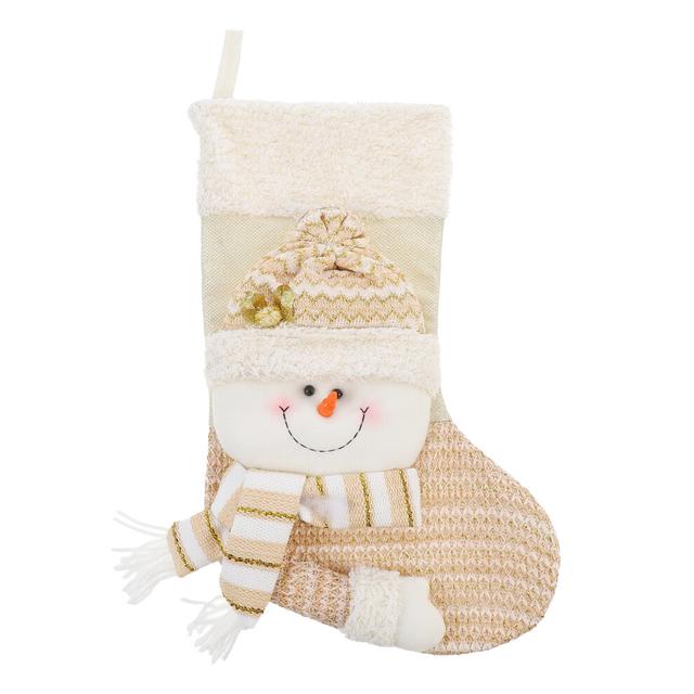 Christmas Stockings With Santa Claus Snowman Santa Patterns White