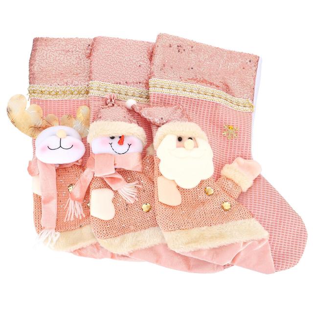 3pcs christmas storage bag candy pouch xmas stocking pendant