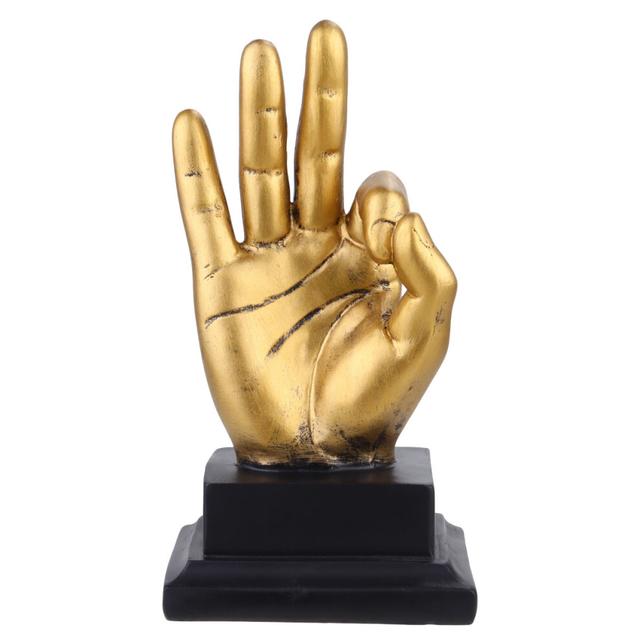 american style antique success hand gesture sculpture ok signal golden