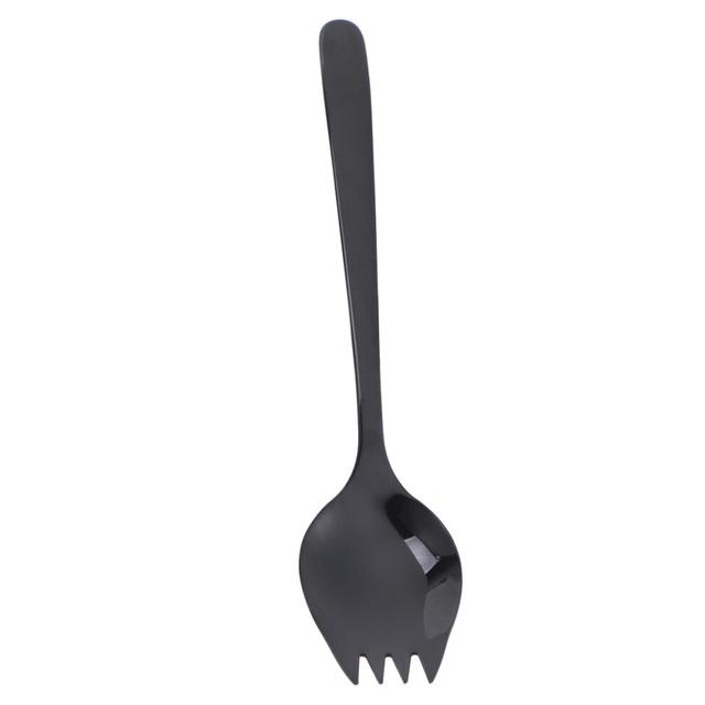 304 stainless steel sporks salad noodles spoon fork combo black