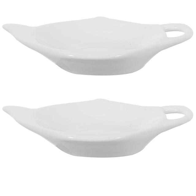 2pcs ceramic tea bag holders and coasters storage plate saucer