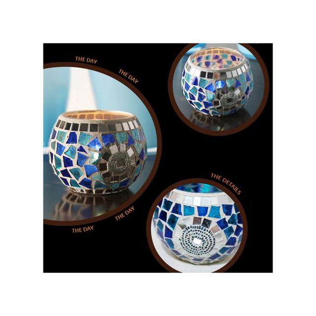 european glass mosaic candle holder for tea light home decor