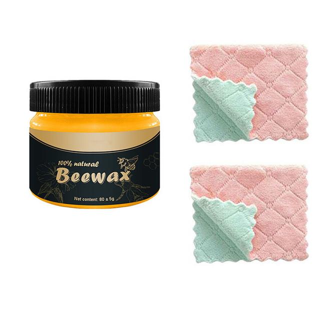 Wood Seasoning Beewax For Furniture And Floor Care With 2 Towels