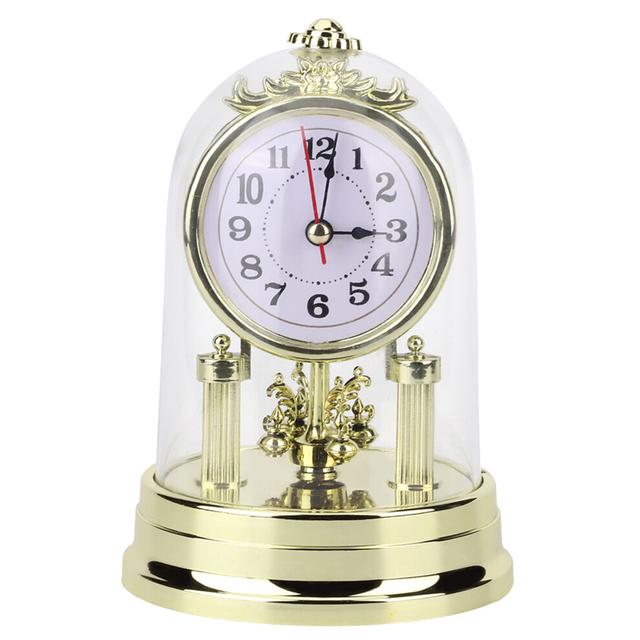 (Gold) European Retro Living Room Clock Antique Silent Table Home Decor