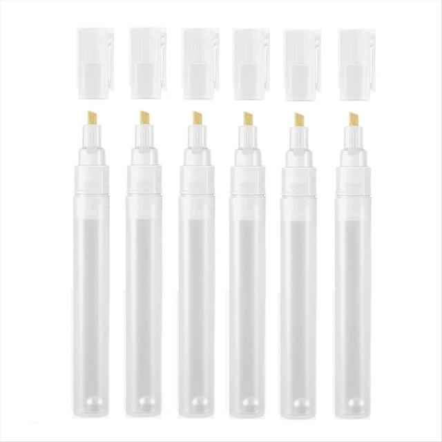 6Pcs Empty Fillable Blank Paint Touch Up Pen Markers, 6mm