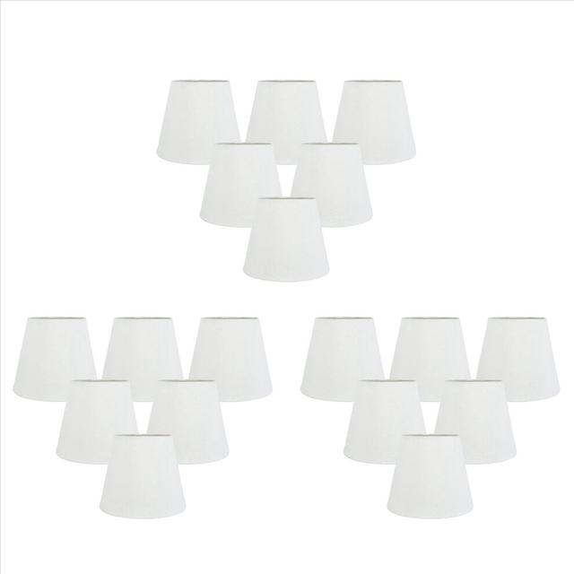 Set of 6 White Fabric Cloth Clip on Chandelier Lamp Shades