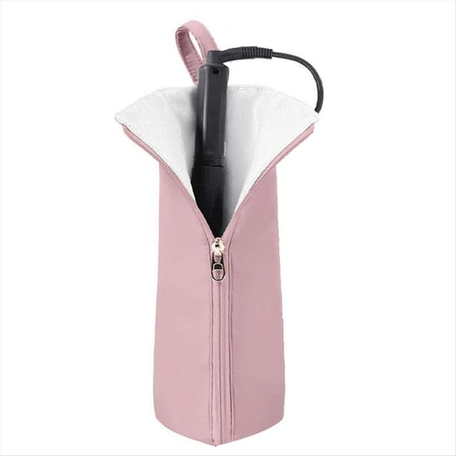 Hot Iron Holder & Mat,Heat ResistingTravel Bag for Curling Iron Pink