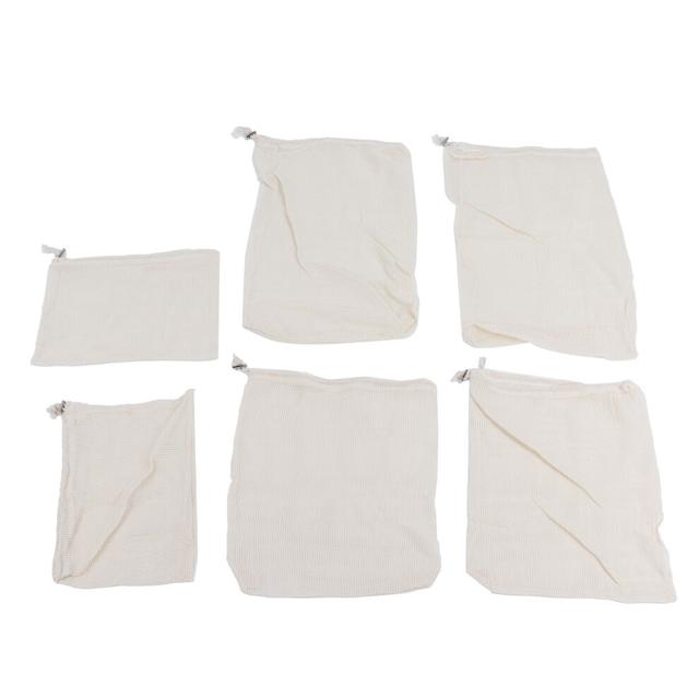 Durable Double-Stitched Vegetable Bags Reusable Cotton Mesh Produce Bags Eco-Friendly Biodegradable Cotton For Kitchen Storage Grocery Shopping With D