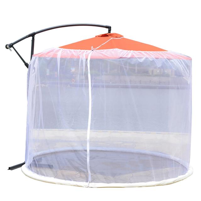Mosquito Net For Patio Umbrella Artificial Flower Garland Outdoor Hanging Tent With Zipper Entry Polyester Mesh Screen Fits Large Round Tables