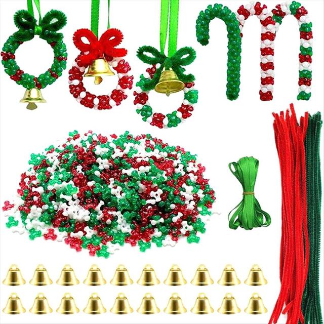 1570 PCS Christmas Beaded Ornament Kit Party Craft Wreath Candy Cane for Christmas Hanging