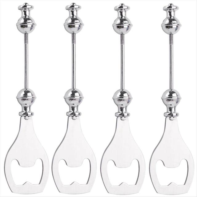 4 Pack DIY Beaded Beer Opener Metal Bottle Opener Decorative Beaded Bottle Opener for Bartenders Kitchen Tool