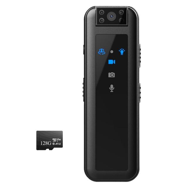 Small Motion Camera HD1080P Law Enforcement Recorder Infrared Night Vision Digital Video Recorder Back Clip with 128GB