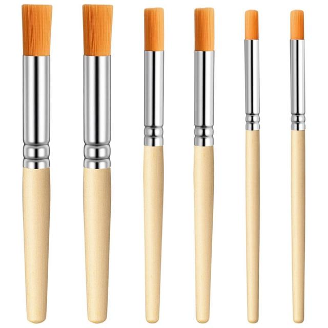 6Pcs Natural Bristle Stencil Brushes Set for Acrylic, Oil, Watercolor, DIY Crafts, 3 Sizes