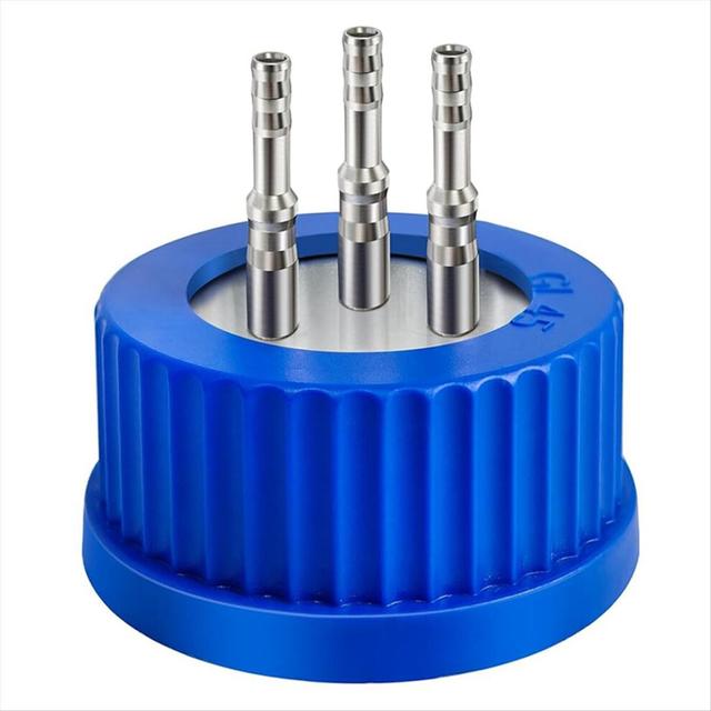 304 Stainless Steel GL45 Safety Feeding Cap, Small Size for Laboratory Use, 4-6mm Diameter 3 Port