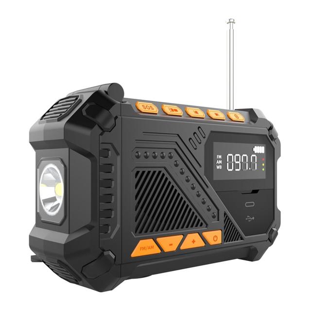 Emergency Hand Crank Radio Portable Weather Radio with SOS Alarm LED Flashlight AM/FM/ Radio for Outdoor Indoor Black
