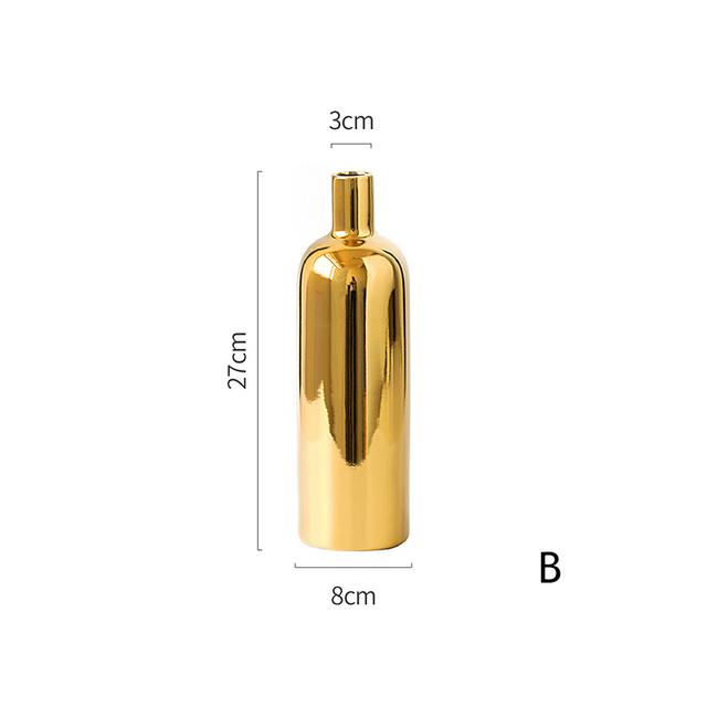 Gold Decorative Vases, Exquisite Workmanship For Home Decor, Stylish Ceramic Vase With Reflective Surface Ideal For Dining Rooms, Living Spaces, And A