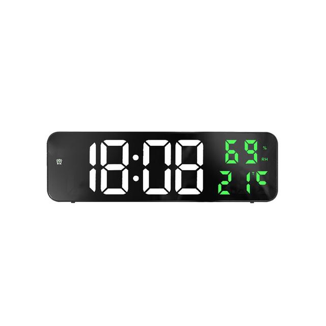 Remote Control Digital Wall Clock, Large Display LED Clock with Plug in Power, DST, Automatic Dimming, Date, Temperature, Week, Memory Function for Be