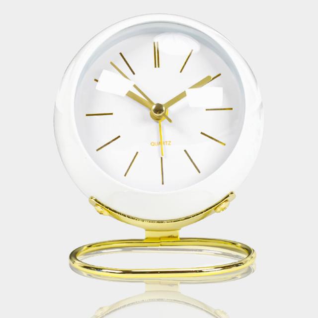 Small Desk Clock, Silent Table Analog Mechanism Offers Quiet Precision, Battery Operated For Reliable Performance, Lighted On Demand Provides Gentle N