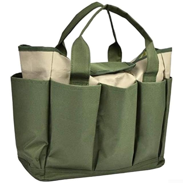 Outdoor Garden Tool Tote Bag With Multiple Compartments And Double Handles Waterproof Material For Yard Work