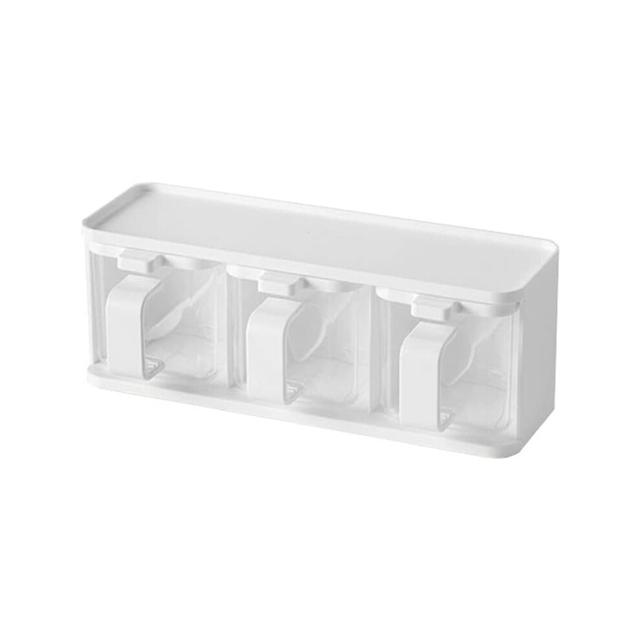Space Saving Design Clear Seasoning Box, Robust Transparent Container With Freshness Retention, Non-Slip Tray For Secure Kitchen Storage (3 Pieces)