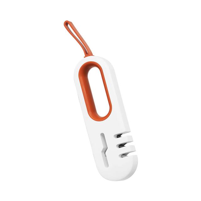 Kitchen Sharpener 4 Inch Manual Scissor Sharpener With Hook Band White Orange For Kitchen Scissors