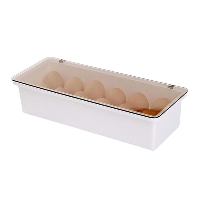 Egg Holder For Fridge Plastic 12Grid Egg Box SpaceSaving Storage Bins For Kitchen Pantry Drawer