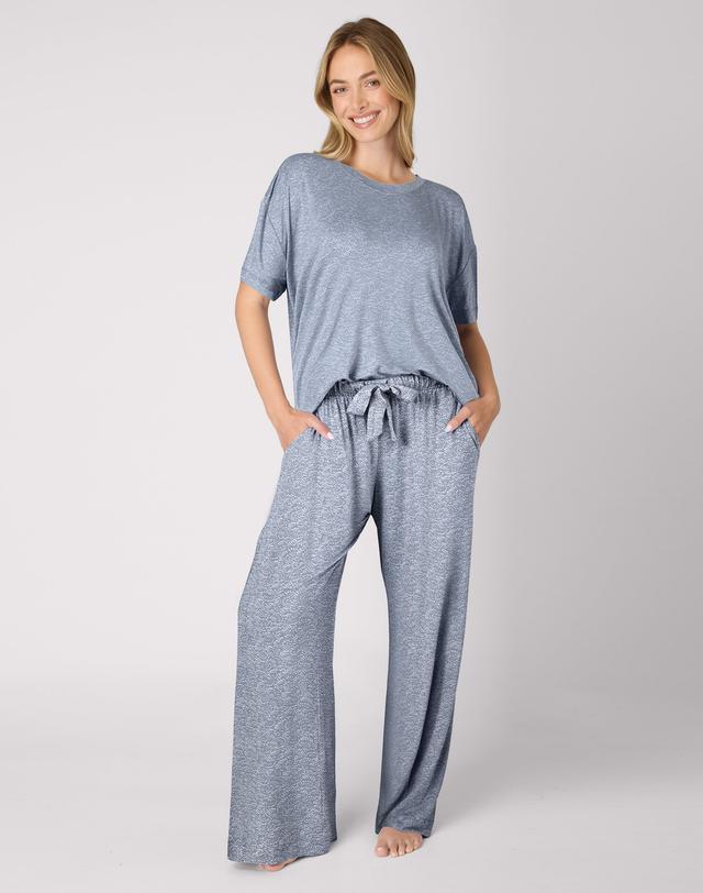 Bali Women's Pajama Set, T-Shirt & Pants, 29" Afterglow Silver Satin Print/Afterglow Print XL