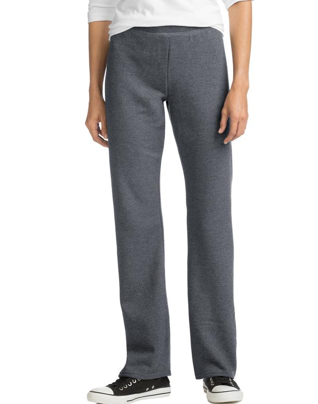 Hanes EcoSmart Women's Fleece Sweatpants with Open Bottom Legs, 28.5" (Petite Size) Slate Heather M