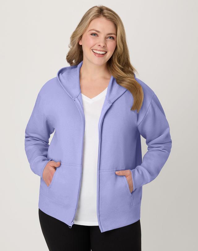 Hanes Just My Size EcoSmart Women's Full-Zip Fleece Hoodie (Plus ) Peri Blue 1X