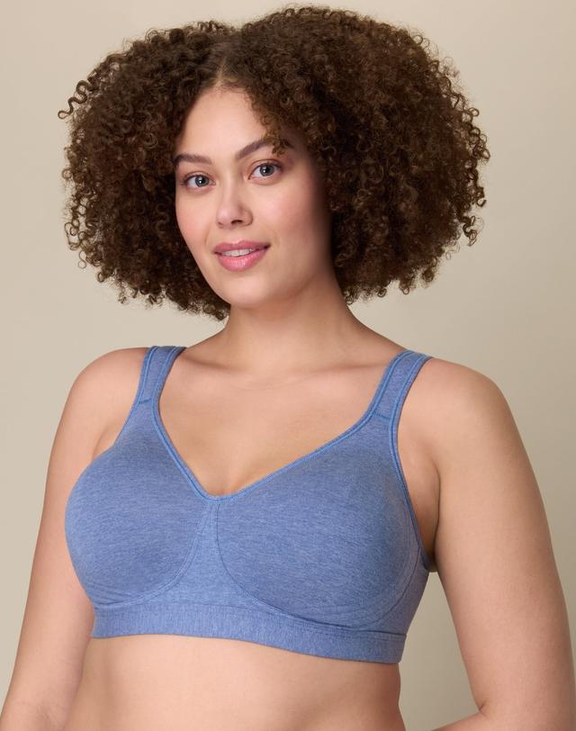 Playtex 18 Hour Ultimate Lift and Support Cotton Stretch Wireless Bra Classic Denim Heather 38DDD Women's