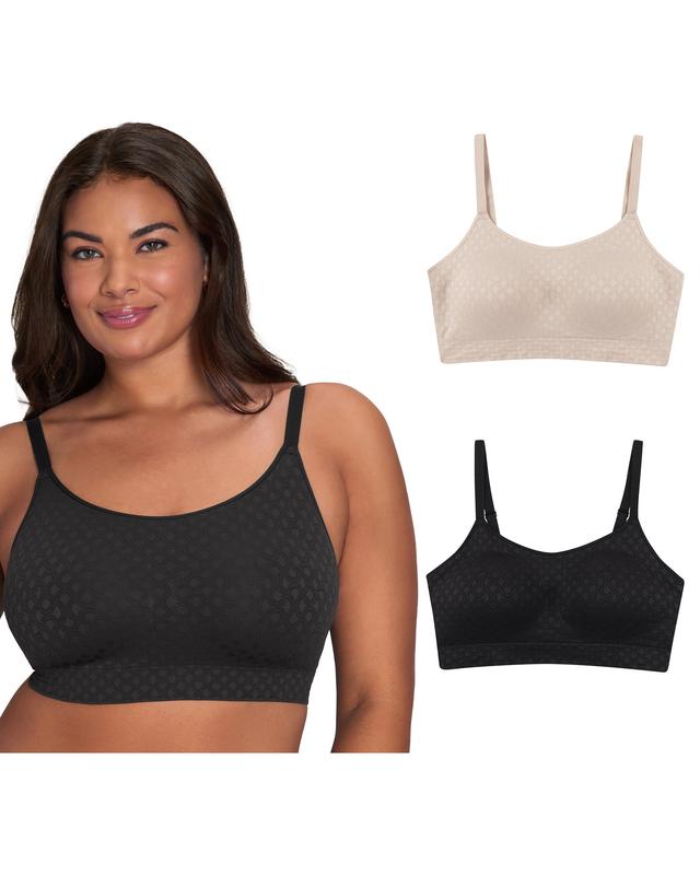 Playtex Seamless Full Coverage Wireless Bra, 2-Pack Black/Almond M PLUS Women's