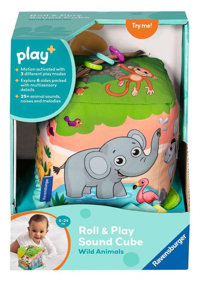 Roll and Play Sound Cube Wild Animals